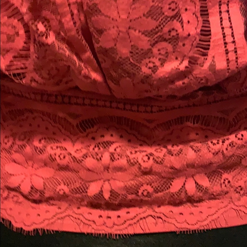 Beyond Vintage Mixed Floral & Geometric Lace Faux Wrap Fully Lined Cap Sleeve  S - Picture 9 of 16